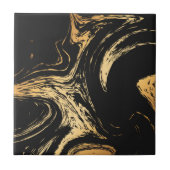 Zwart en gouden Abstract Tegeltje (Voorkant)