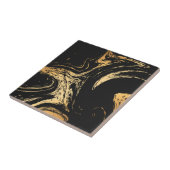 Zwart en gouden Abstract Tegeltje (Zijkant)