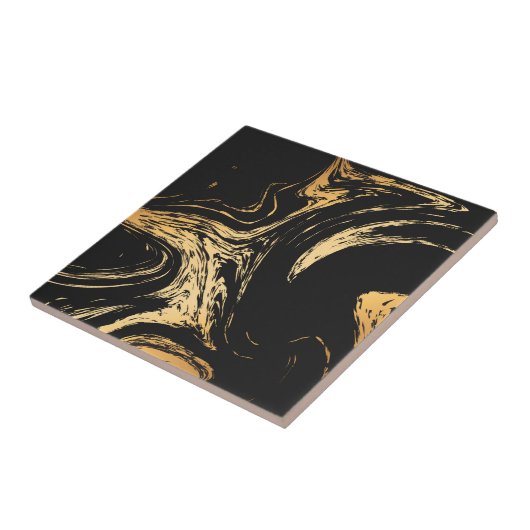 Zwart en gouden Abstract Tegeltje (Zijkant)