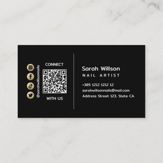 Zwart en gouden Abstracte achtergrond Visitekaartje (Achterkant)