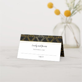 Zwart en gouden abstracte geometrische driehoek tr plaatskaartje