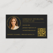 Zwart en gouden advocaat QR-code Visitekaartje (Achterkant)