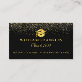 Zwart en gouden afstudeer naam aankondigingskaart informatiekaartje (Voorkant)