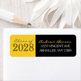 Zwart en Gouden Afstudeer Retouradres Labels