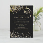 Zwart en Gouden Afstudeer Template Kaart (Staand voorkant)