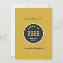 Zwart en gouden afstudeerpaspoort foto uitnodiging