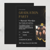 Zwart en gouden Afstuderen, met foto Afstuderen Kaart (Voorkant / Achterkant)