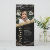 Zwart en gouden agaat foto menukaart (Staand voorkant)