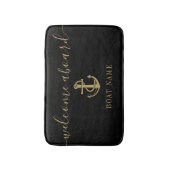 Zwart En Gouden Anker Bootsnaam Welkom Aan Boord Badmat (Voorkant Verticaal)