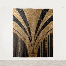 Zwart en gouden Art Deco achtergrond Wandkleed