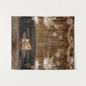 Zwart en gouden Art Deco achtergrond Wandkleed (Voorkant (horizontaal))