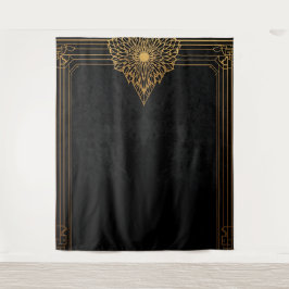 Zwart en gouden Art Deco achtergrond Wandkleed