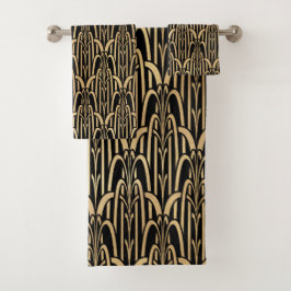 Zwart en gouden Art Deco Bad Handdoek