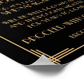 Zwart en gouden Art Deco Gatsby Open Bar-bord 8x10 Poster (Hoek)