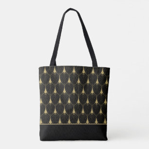 Zwart en gouden art-deco patroon 13 tote bag