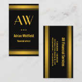 Zwart en Gouden Barranden Verticale Accountant Visitekaartje (Voorkant / Achterkant)