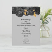 Zwart en gouden bloem feest voor huwelijksverjaard kaart (Staand voorkant)