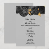 Zwart en gouden bloem feest voor huwelijksverjaard kaart (Voorkant / Achterkant)