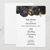 Zwart en gouden bloem feestelijke huwelijksjubileu kaart (Voorkant / Achterkant)