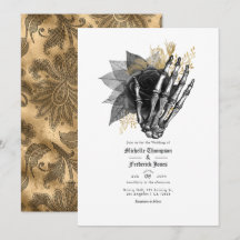 Zwart en gouden bloem gotische trouw-QR-code