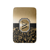 Zwart en Gouden  Bloemen Badmat (Voorkant Verticaal)