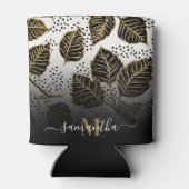 Zwart en Gouden Bloemen Blikjeskoeler (Achterkant)