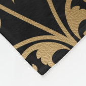 Zwart en Gouden  Bloemen Fleece Deken (Hoek)