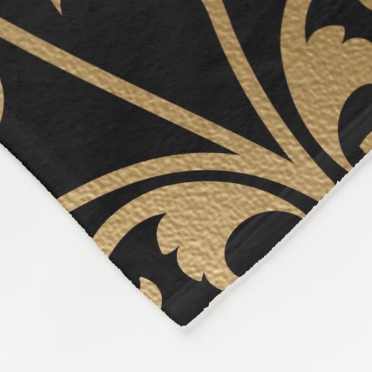 Zwart en Gouden  Bloemen Fleece Deken (Hoek)