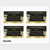 Zwart en Gouden Bloemen Product Verpakkingsetikett Rechthoekige Sticker (Vel)