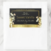 Zwart en Gouden Bloemen Product Verpakkingsetikett Rechthoekige Sticker (Tas)