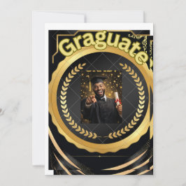 Zwart en gouden bloemen uitnodigingskaart | Elegan Kaart