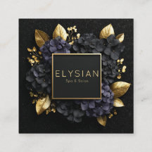 Zwart en Gouden Bloemige Geometrische Hortensia