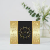 Zwart en gouden bloemkaart voor RSVP (Staand voorkant)