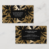 Zwart en Gouden Borstel Bloemen Visitekaartje (Voorkant / Achterkant)