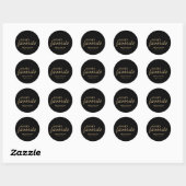 Zwart en Gouden Bruid's Favoriete Snack Bruiloft Ronde Sticker (Vel)
