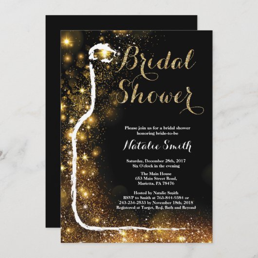 Zwart en gouden bruidsmeisjesfeest uitnodiging wij (Voorkant / Achterkant)