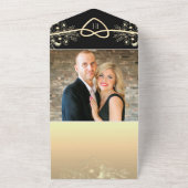  zwart en gouden bruiloft all in one uitnodiging (Buitenkant)