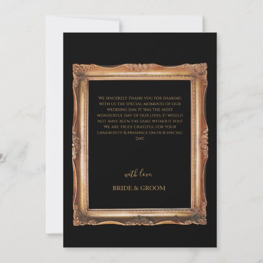 zwart en gouden bruiloft bedankkaart (Achterkant)