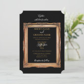 zwart en gouden bruiloft kaart (Staand voorkant)