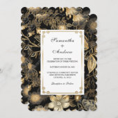  zwart en gouden bruiloft kaart (Voorkant / Achterkant)