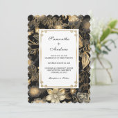  zwart en gouden bruiloft kaart (Staand voorkant)