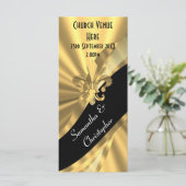 Zwart en gouden bruiloft programma programmakaart (Staand voorkant)