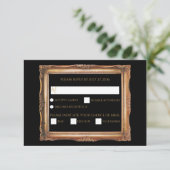  zwart en gouden bruiloft RSVP kaartje (Staand voorkant)