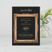 zwart en gouden bruiloft save the date (Staand voorkant)