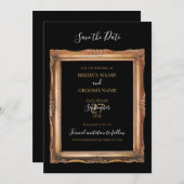 zwart en gouden bruiloft save the date (Voorkant / Achterkant)