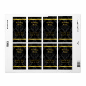 Zwart en Gouden Bruiloft Wijn Label (Full Sheet)