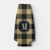 Zwart en Gouden Buffelruit Monogram Flesjeskoeler (Voorkant)