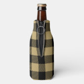 Zwart en Gouden Buffelruit Monogram Flesjeskoeler (Fles Achterkant)