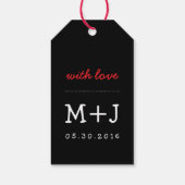 Zwart en gouden cadeaukaartje met liefdeshart en p cadeaulabel (Achterkant)