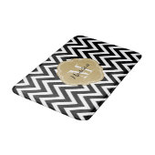 Zwart en Gouden Chevron Monogram Badmat (Gekanteld)